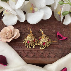 Vriksham Gold Look Alike Hook Jhumka-Red-Gold Bead-G18290