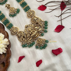 Vriksham Designer Lakshmi Pendant Green beaded Long Neckpiece-G19188