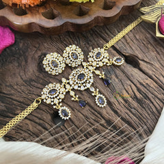 Vriksham Elegant AD Stone High Neck Choker-Purple-G17938