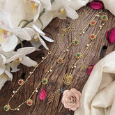 Vriksham Classic Floral Champ Gold Look Style Hipchain-Red Green-Pearls-G20777