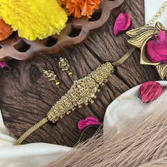 Vriksham Gold Look Alike AD Stone Lakshmi High Neck Choker-G17914