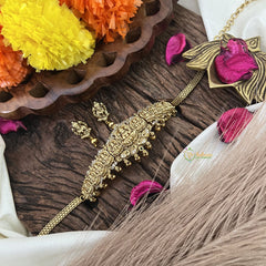 Vriksham Gold Look Alike AD Stone Lakshmi High Neck Choker-G17914