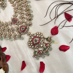 Vriksham Premium Diamond 3 Layer Floral Design Long Neckpiece-G19189