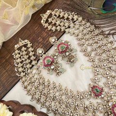 Vriksham Premium Diamond 3 Layer Floral Design Long Neckpiece-G19189
