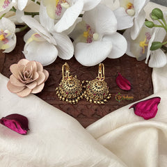 Vriksham Gold Look Alike Elegant Hook Jhumka-Red-Gold Bead-G18279