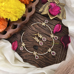 Vriksham Antique AD Stone White Red Short Neckpiece-G17898