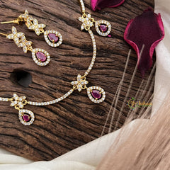 Vriksham Antique AD Stone White Red Short Neckpiece-G17898