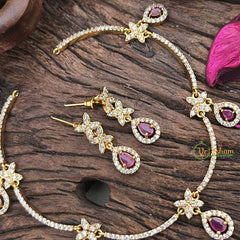 Vriksham Antique AD Stone White Red Short Neckpiece-G17898