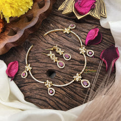 Vriksham Antique AD Stone White Red Short Neckpiece-G17898