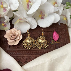 Vriksham Gold Look Alike Peacock Hook Jhumka-Red Green-Gold Bead-G18280