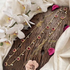 Vriksham Antique Gold Plated Round Ruby Champ Hipchain-Pearls-G20783