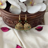 Vriksham Gold Look Alike Elephant Hook Jhumka-Green-Pastel Green Bead-G18287