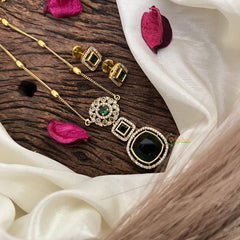 Vriksham Premium Green AD Stone Pendant Chain Neckpiece-G17888