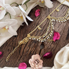 Vriksham Gold Plated Pear Champ Bridal Double Pearl layered Wave Hipchain-White-Pearls-G20779