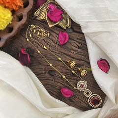 Vriksham Premium Red AD Stone Pendant Chain Neckpiece-G17887