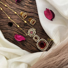 Vriksham Premium Red AD Stone Pendant Chain Neckpiece-G17887