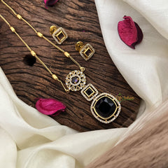 Vriksham Premium Purple AD Stone Pendant Chain Neckpiece-G17890