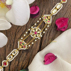 Vriksham Designer Floral Kundan Jadau Sheeshphool-Red Green & White-J2819