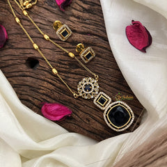 Vriksham Premium Blue AD Stone Pendant Chain Neckpiece-G17885