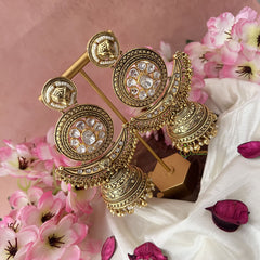 Vriksham Gold Look Alike Kundan Stone Jhumka-White-Ghungroo-G18209