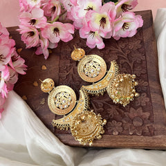 Vriksham Gold Look Alike Kundan Stone Jhumka-White-Ghungroo-G18209