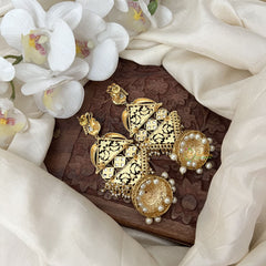 Vriksham Premium Bridal Three Tire Designer Jhumkas-Red Green-G12029