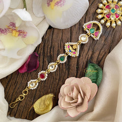 Vriksham Designer Kundan Jadau Sheeshphool-Red Green & White-Pearl-J2795