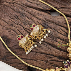 Red Green Addigai Gold Pendant Short Neckpiece-Elephant-G10646