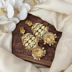 Vriksham Premium Bridal Three Tire Designer Jhumkas-Red White-G18217