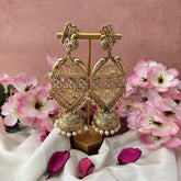 Vriksham Premium Bridal Three Tire Designer Jhumkas-White-G18218