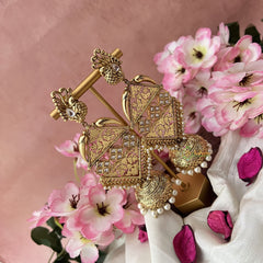 Vriksham Premium Bridal Three Tire Designer Jhumkas-White-G18218