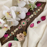 Vriksham Floral With Dual Peacock Kundan Jadau Sheeshphool-Red Green & White-J2788