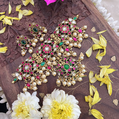 Vriksham Elegant Kundan Jadau Floral Lakshmi Choker-Off White Beads-J3708