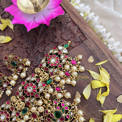 Vriksham Elegant Kundan Jadau Floral Lakshmi Choker-Off White Beads-J3708