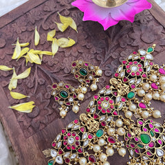 Vriksham Elegant Kundan Jadau Floral Lakshmi Choker-Off White Beads-J3708