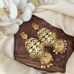 Vriksham Premium Bridal Three Tire Designer Jhumkas-White-G18218