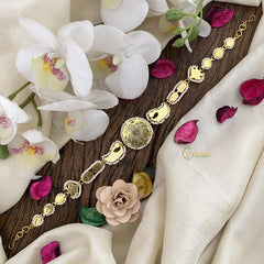 Vriksham Floral With Dual Peacock Kundan Jadau Sheeshphool-Red Green & White-J2788