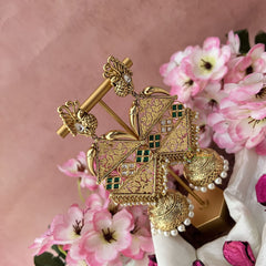 Vriksham Premium Bridal Three Tire Designer Jhumkas-Green White-G18216