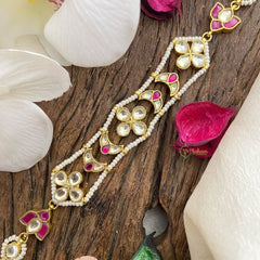 Vriksham Exquisite White Red Kundan Jadau Sheeshphool-J2805