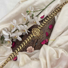 Vriksham Classic Peacock Lakshmi Hipchain-Green Red-Gold Bead-G20792