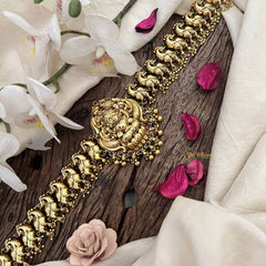 Vriksham Classic Peacock Lakshmi Hipchain-Green Red-Gold Bead-G20792