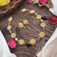 Navarathna Coin Choker Short Neckpiece -G7790