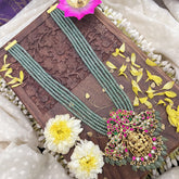 Vriksham Lakshmi Pendant Jadau Kundan 5 Layer Green Beaded Maala neckpiece-J3715