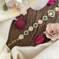 Vriksham Floral Green Kundan Jadau Sheeshphool-J2802