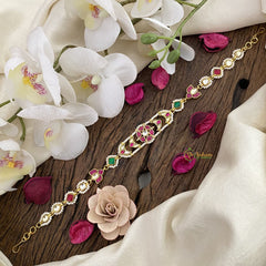 Vriksham Floral Kundan Jadau Sheeshphool-Red Green & White-J2817