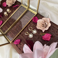 Vriksham AD Stone Heart Shape Ring Type Earring-White-G18311