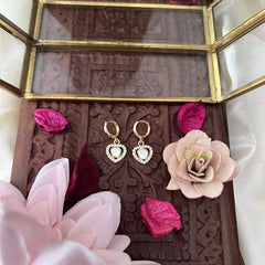 Vriksham AD Stone Heart Shape Ring Type Earring-White-G18311