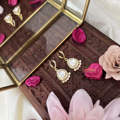 Vriksham AD Stone Tilak Shape Ring Type Earring-White-G18312