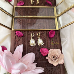 Vriksham AD Stone Tilak Shape Ring Type Earring-White-G18312