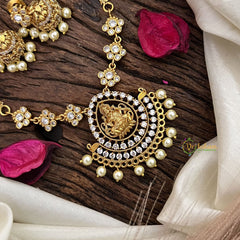 Vriksham AD Stone Lakshmi Pendant Short Neckpiece-Pearl-G15951